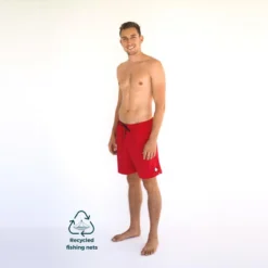 Bañador Corto Sostenible Hombre Poliamida Fitplanet Seal Rojo