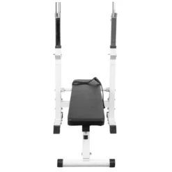 Banco Musculación Y Pesas Gorilla Sports Blanco Plegable Con Rack Para Barra -Equipo De Fitness banco musculacion y pesas gorilla sports blanco plegable con rack para barra 2