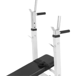 Banco Musculación Y Pesas Gorilla Sports Blanco Plegable Con Rack Para Barra -Equipo De Fitness banco musculacion y pesas gorilla sports blanco plegable con rack para barra 3