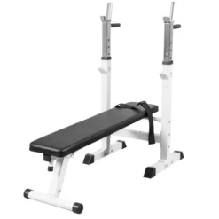 Banco Musculación Y Pesas Gorilla Sports Blanco Plegable Con Rack Para Barra -Equipo De Fitness banco musculacion y pesas gorilla sports blanco plegable con rack para barra 4