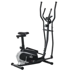 Bicicleta Elíptica Fitness HOMCOM Acero ABS 103x62x151 Cm Negro