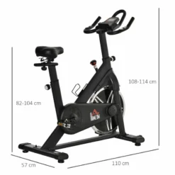 Bicicleta Estática Con Volante 10 Kg HOMCOM 110x57x114 Cm Negro -Equipo De Fitness bicicleta estatica con volante 10 kg homcom 110x57x114 cm negro 2