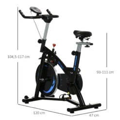 Bicicleta Estática Con Volante Inercia 10 Kg HOMCOM 47x120x117 Cm Azul -Equipo De Fitness bicicleta estatica con volante inercia 10 kg homcom 47x120x117 cm azul 2