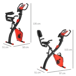 Bicicleta Estática Plegable HOMCOM Acero ABS PVC 97x51x115cm Rojo -Equipo De Fitness bicicleta estatica plegable homcom acero abs pvc 97x51x115cm rojo 2