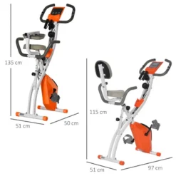 Bicicleta Estática Plegable HOMCOM Acero ABS PVC 97x51x115cm,Naranja -Equipo De Fitness bicicleta estatica plegable homcom acero abs pvc 97x51x115cmnaranja 2