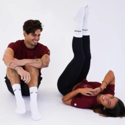 Calcetines Atletismo Sostenible Algodón Mujer Fitplanet Blanco -Equipo De Fitness calcetines atletismo sostenible algodon mujer fitplanet blanco 3