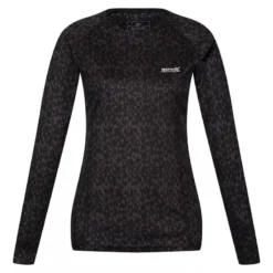 Regatta Camiseta Bampton Impreso De Manga Larga Para Mujer Negro