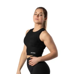 Camiseta Canalada V2 Con Cuello Alto Fitness Negra -Equipo De Fitness camiseta canalada v2 con cuello alto fitness negra 2