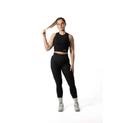 Camiseta Canalada V2 Con Cuello Alto Fitness Negra -Equipo De Fitness camiseta canalada v2 con cuello alto fitness negra 3