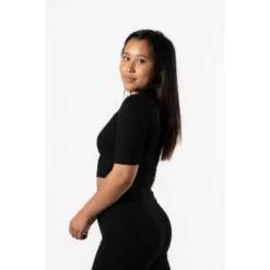 Camiseta Ceñida 'Body' - Fitness - Mujer - Negro -Equipo De Fitness camiseta ceida body fitness mujer negro 3