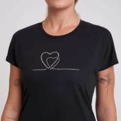 Dare 2b Camiseta Crystallize Corazón Para Mujer Negro -Equipo De Fitness camiseta crystallize corazon para mujer negro 3