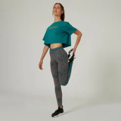 Camiseta Fitness Crop Top Mujer Domyos Verde -Equipo De Fitness camiseta fitness crop top mujer domyos verde 4