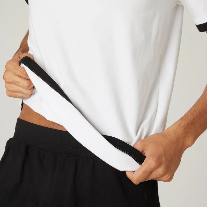 Camiseta Fitness Manga Corta Algodón Extensible Hombre Domyos Blanco 5 Camiseta Fitness Manga Corta Algodón Extensible Hombre Domyos Blanco - Imagen 5