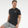 Camiseta Fitness Manga Corta Algodón Hombre Puma Negro