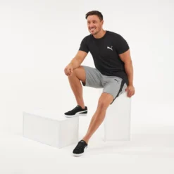 Camiseta Fitness Manga Corta Algodón Hombre Puma Negro -Equipo De Fitness camiseta fitness manga corta algodon hombre puma negro 3