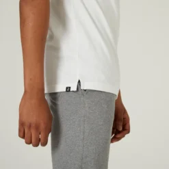 Camiseta Fitness Manga Corta Cuello Redondo Algodón Hombre 520 Blanco Y Azul -Equipo De Fitness camiseta fitness manga corta cuello redondo algodon hombre 520 blanco y azul 3