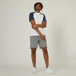 Camiseta Fitness Manga Corta Cuello Redondo Algodón Hombre 520 Blanco Y Azul -Equipo De Fitness camiseta fitness manga corta cuello redondo algodon hombre 520 blanco y azul 4