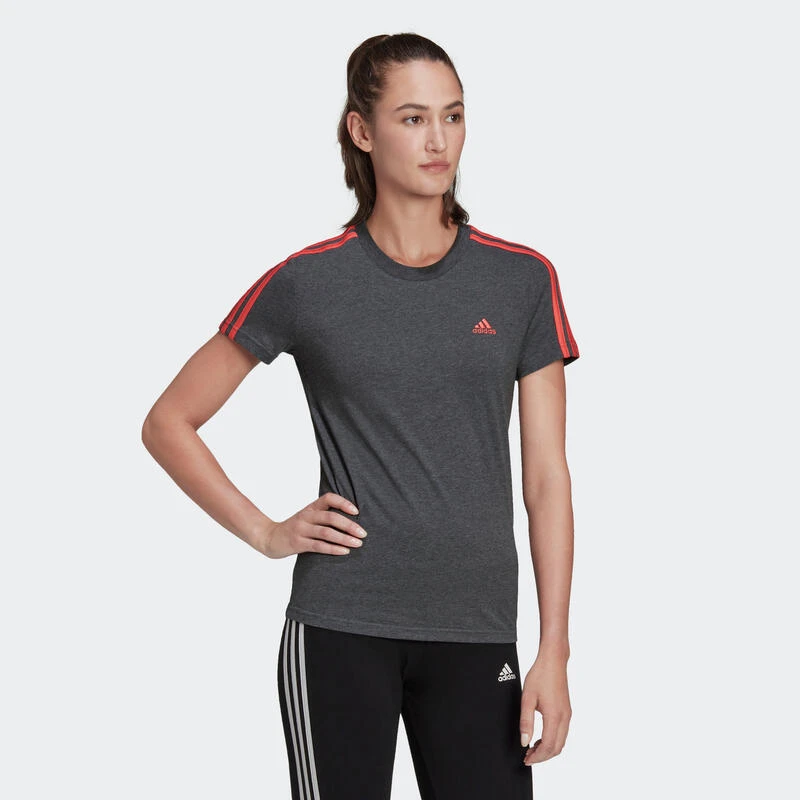 Camiseta Fitness Manga Corta Mujer Adidas Essentials Gris Y Rosa 5 Camiseta Fitness Manga Corta Mujer Adidas Essentials Gris Y Rosa - Imagen 5