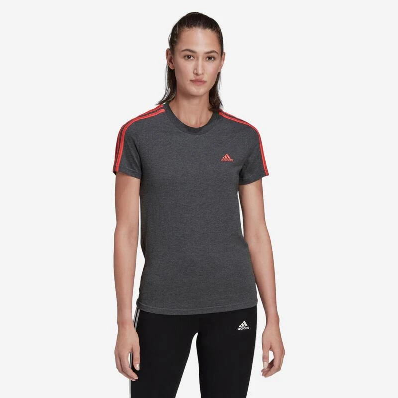 Camiseta Fitness Manga Corta Mujer Adidas Essentials Gris Y Rosa 1 Camiseta Fitness Manga Corta Mujer Adidas Essentials Gris Y Rosa