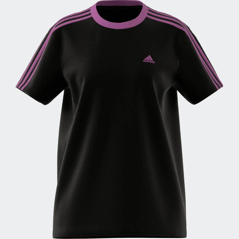 Camiseta Fitness Soft Training Adidas Mujer Negro Lila 3 Camiseta Fitness Soft Training Adidas Mujer Negro Lila - Imagen 3