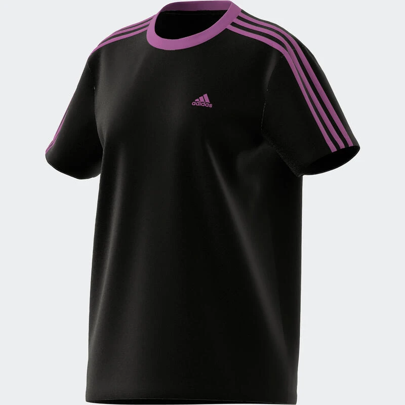 Camiseta Fitness Soft Training Adidas Mujer Negro Lila 1 Camiseta Fitness Soft Training Adidas Mujer Negro Lila