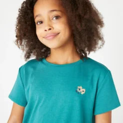 Camiseta Gimnasia Deportiva Manga Corta Algodón Niños Domyos 500 Verde -Equipo De Fitness camiseta gimnasia deportiva manga corta algodon nios domyos 500 verde 2