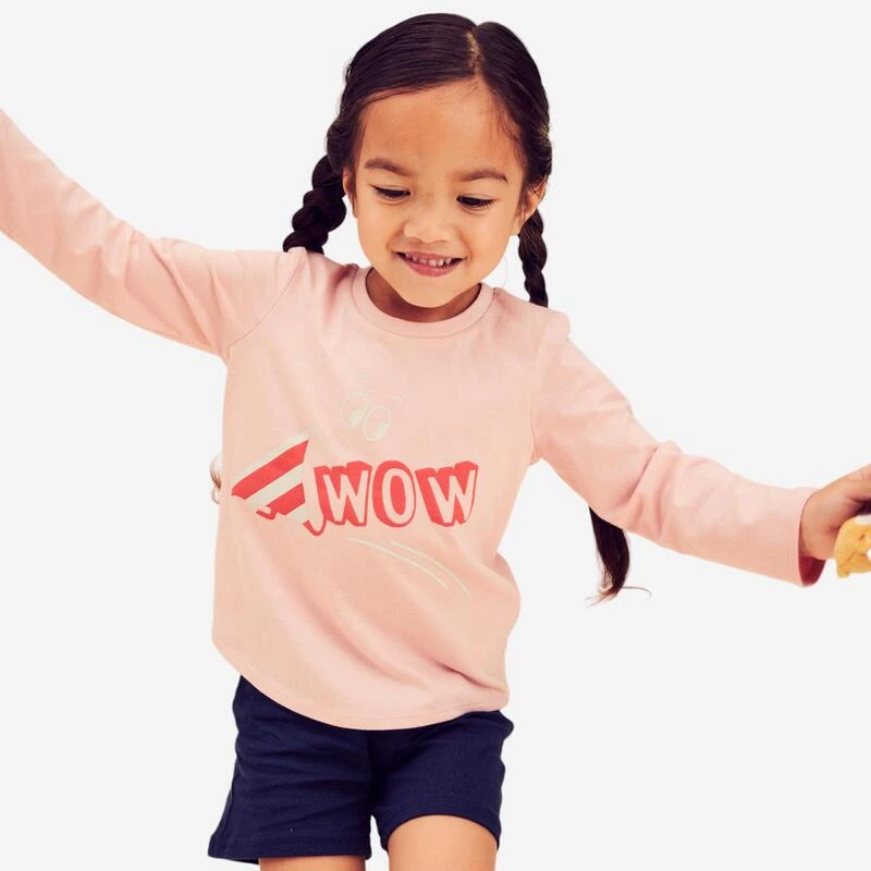 Camiseta Gimnasia Deportiva Manga Larga 100% Algodón Bebés Domyos 100 Rosa 1 Camiseta Gimnasia Deportiva Manga Larga 100% Algodón Bebés Domyos 100 Rosa