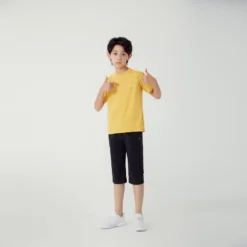 Camiseta Gimnasia Manga Corta Algodón Transpirable Niños Domyos 500 Amarillo -Equipo De Fitness camiseta gimnasia manga corta algodon transpirable nios domyos 500 amarillo 2