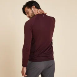 Camiseta Hombre Burdeos Sin Costuras Manga Larga 9 Camiseta Hombre Burdeos Sin Costuras Manga Larga -Equipo De Fitness camiseta hombre burdeos sin costuras manga larga 3