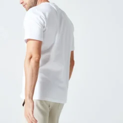Camiseta Manga Corta De Algodón Hombre Domyos 500 Blanco Glaciar -Equipo De Fitness camiseta manga corta de algodon hombre domyos 500 blanco glaciar 2