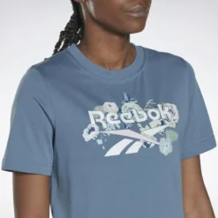Camiseta Manga Corta Mujer Reebok Identity Floral Azul -Equipo De Fitness camiseta manga corta mujer reebok identity floral azul 4