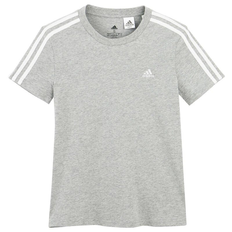 Camiseta Mujer Manga Corta 100% Algodón Adidas Fitness 3 Franjas Gris Jaspeado 5 Camiseta Mujer Manga Corta 100% Algodón Adidas Fitness 3 Franjas Gris Jaspeado - Imagen 5
