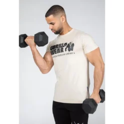 Camiseta Musculación Manga Corta Hombre GORILLA WEAR Classic Beige -Equipo De Fitness camiseta musculacion manga corta hombre gorilla wear classic beige 3