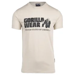Camiseta Musculación Manga Corta Hombre GORILLA WEAR Classic Beige -Equipo De Fitness camiseta musculacion manga corta hombre gorilla wear classic beige 4