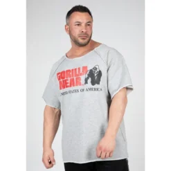 Camiseta Musculación Manga Corta Hombre GORILLA WEAR Classic Work Out Gris