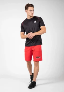 Camiseta Musculación Manga Corta Hombre GORILLA WEAR Performance Negro Rojo -Equipo De Fitness camiseta musculacion manga corta hombre gorilla wear performance negro rojo 2