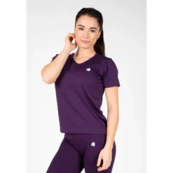 Camiseta Musculación Manga Corta Mujer GORILLA WEAR Neiro Morado