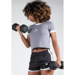 Camiseta Musculación Manga Corta Mujer GORILLA WEAR New Orleans Gris -Equipo De Fitness camiseta musculacion manga corta mujer gorilla wear new orleans gris 2