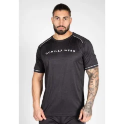 Camiseta Musculación Manga Corta Poliéster Hombre GORILLA WEAR Fremont Negro