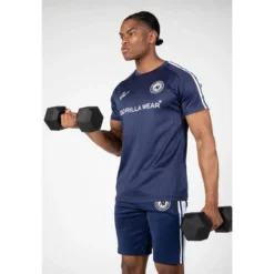 Camiseta Musculación Manga Corta Poliéster Hombre GORILLA WEAR Stratford Azul -Equipo De Fitness camiseta musculacion manga corta poliester hombre gorilla wear stratford azul 3
