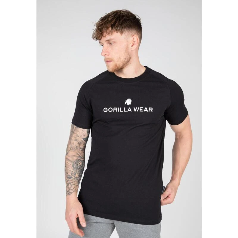Camiseta Musculación Manga Corta Slim Fit Hombre GORILLA WEAR Davis Negro 1 Camiseta Musculación Manga Corta Slim Fit Hombre GORILLA WEAR Davis Negro