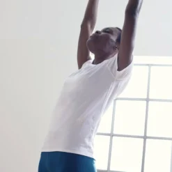 Camiseta Yoga Manga Corta Ecodiseñada Mujer Kimjaly Blanco -Equipo De Fitness camiseta yoga manga corta ecodiseada mujer kimjaly blanco 3