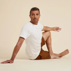 Camiseta Yoga Suave Manga Corta Hombre Kimjaly Blanco -Equipo De Fitness camiseta yoga suave manga corta hombre kimjaly blanco 3