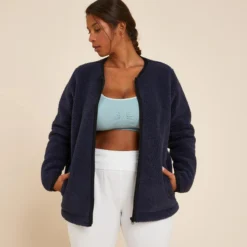 CHAQUETA M SHERPA YOGA GRIS OSCURO -Equipo De Fitness chaqueta m sherpa yoga azul marino