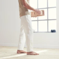 Jogger Pantalón Chándal Recto Hombre Yoga Ecofriendly Blanco -Equipo De Fitness jogger pantalon chandal recto hombre yoga ecofriendly blanco 4