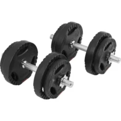 Kit Mancuernas Gorilla Sports Negro/Plateado 20 Kg