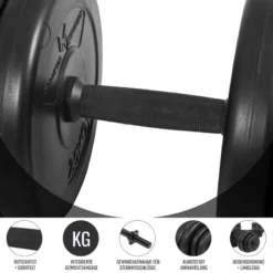 Kit Mancuernas Musculación Gyronetics Negro 30Kg Diámetro 25mm -Equipo De Fitness kit mancuernas musculacion gyronetics negro 30kg diametro 25mm 3