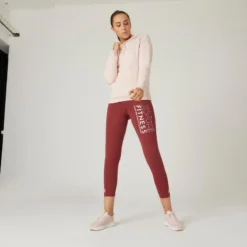 Leggings Mallas Fitness 7/8 Algodón Extensible Mujer Burdeos -Equipo De Fitness leggings mallas fitness 78 algodon extensible mujer burdeos 2