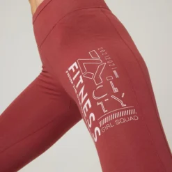 Leggings Mallas Fitness 7/8 Algodón Extensible Mujer Burdeos -Equipo De Fitness leggings mallas fitness 78 algodon extensible mujer burdeos 4