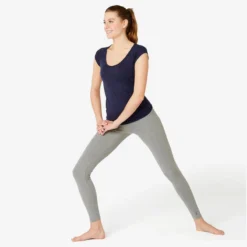 Leggings Mallas Fitness Algodón Efecto Vientre Plano Mujer Domyos Fit 500 Gris -Equipo De Fitness leggings mallas fitness algodon efecto vientre plano mujer domyos fit 500 gris 2